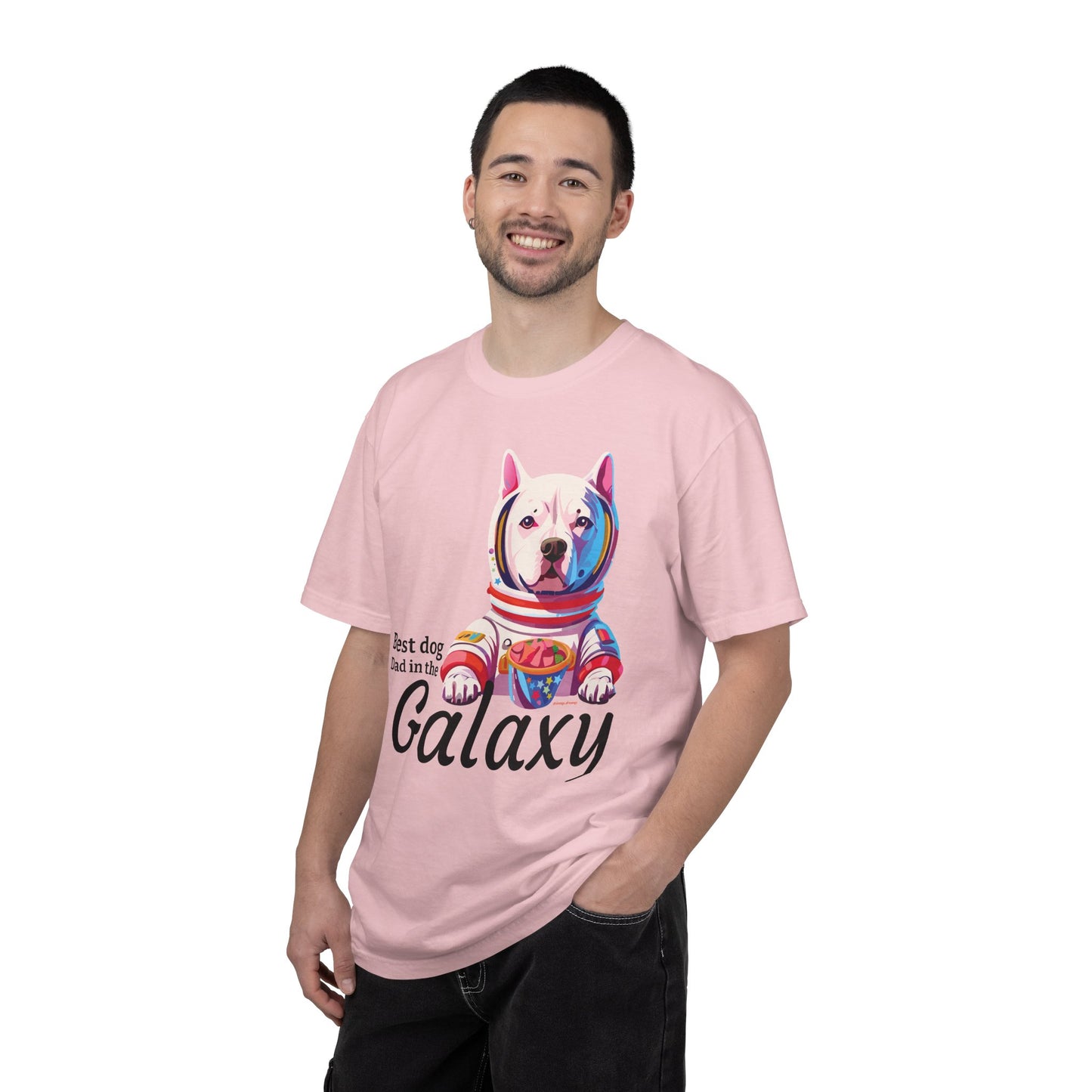 Galaxy Dog Dad T-Shirt — "Best dog Dad in the Galaxy" Astronaut Pitbull Tee