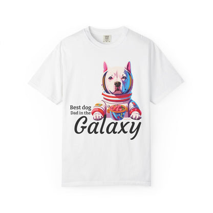 Galaxy Dog Dad T-Shirt — "Best dog Dad in the Galaxy" Astronaut Pitbull Tee