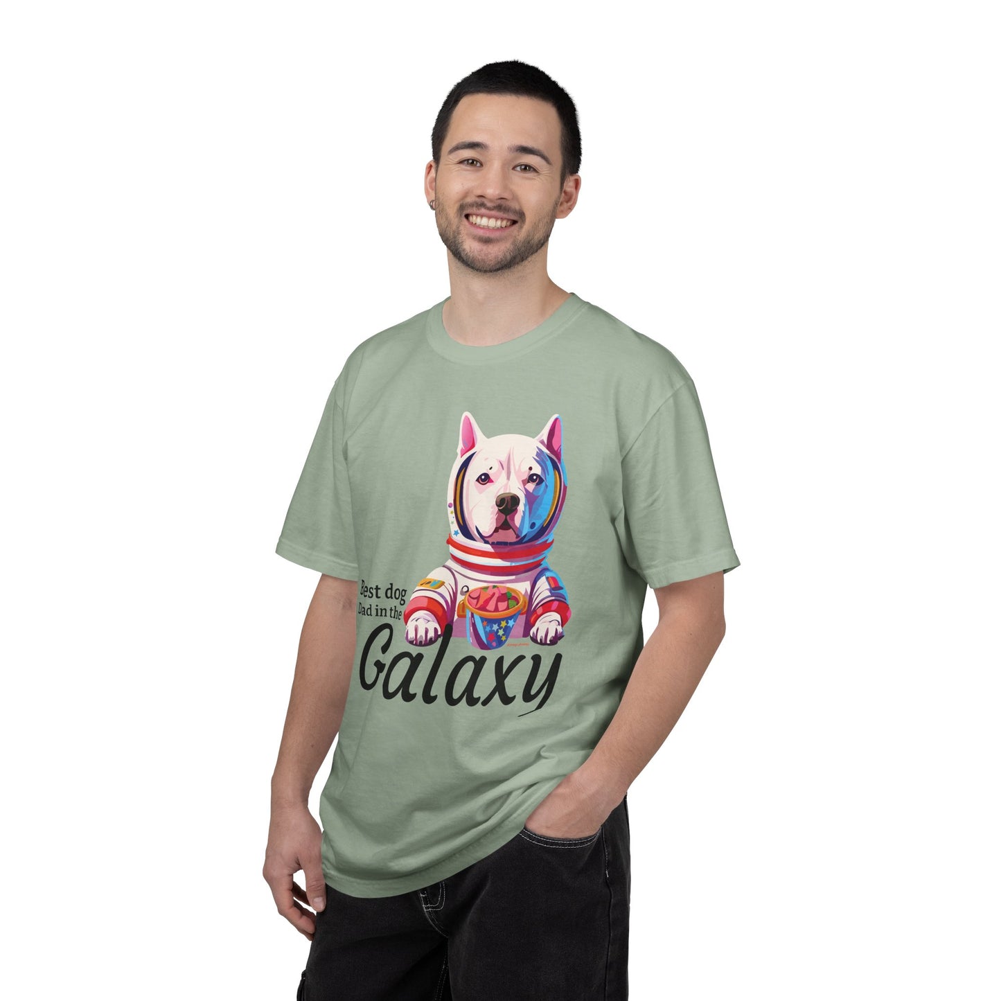 Galaxy Dog Dad T-Shirt — "Best dog Dad in the Galaxy" Astronaut Pitbull Tee