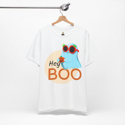 Hey Boo! Ghost & Pumpkin Tee – Halloween + Christmas Vibes
