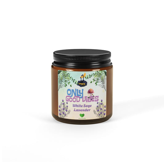 Only Good Vibes Soy Candle in Amber Jar | Scent: White Sage Lavender