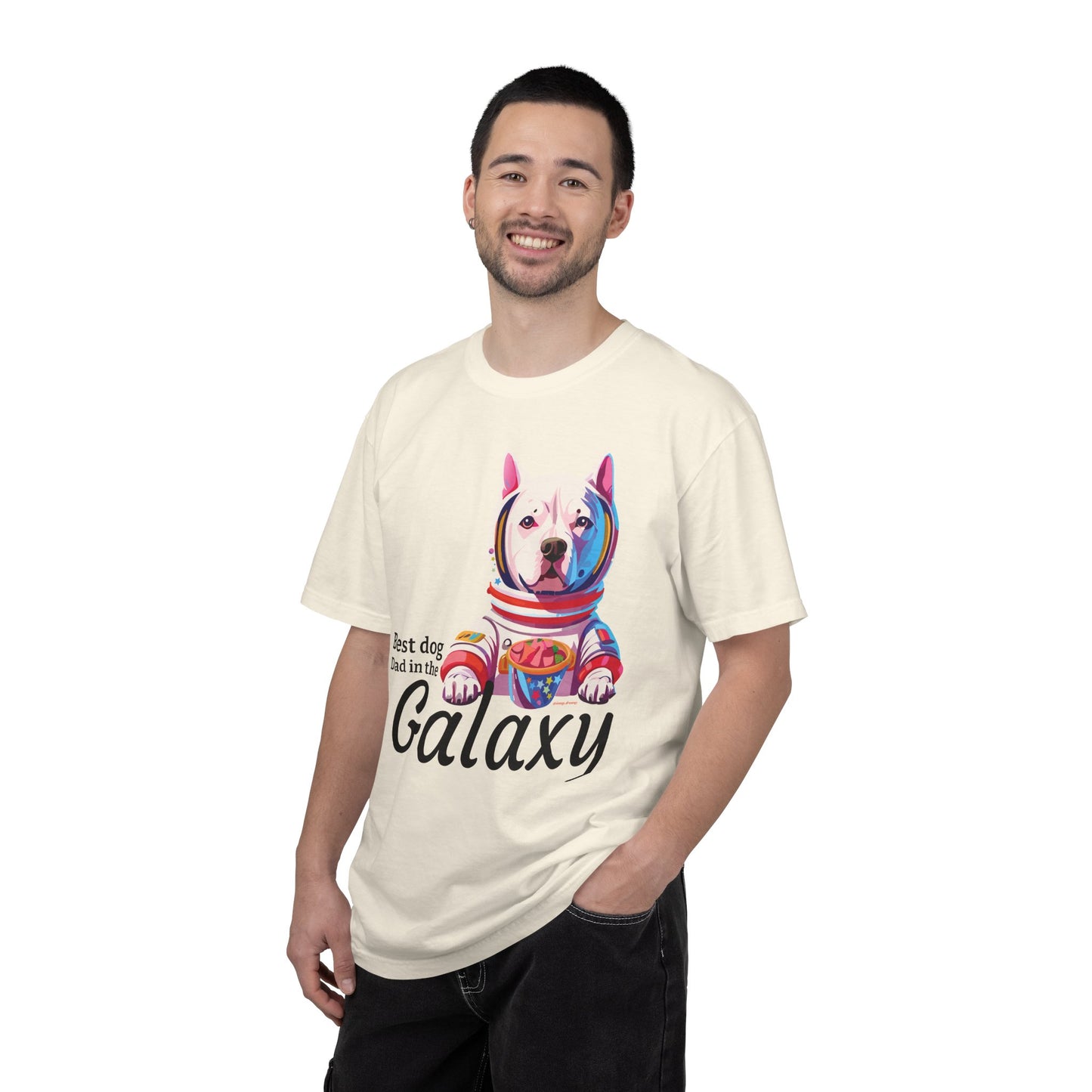 Galaxy Dog Dad T-Shirt — "Best dog Dad in the Galaxy" Astronaut Pitbull Tee