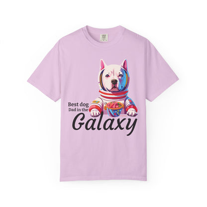 Galaxy Dog Dad T-Shirt — "Best dog Dad in the Galaxy" Astronaut Pitbull Tee