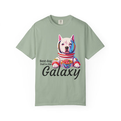 Galaxy Dog Dad T-Shirt — "Best dog Dad in the Galaxy" Astronaut Pitbull Tee