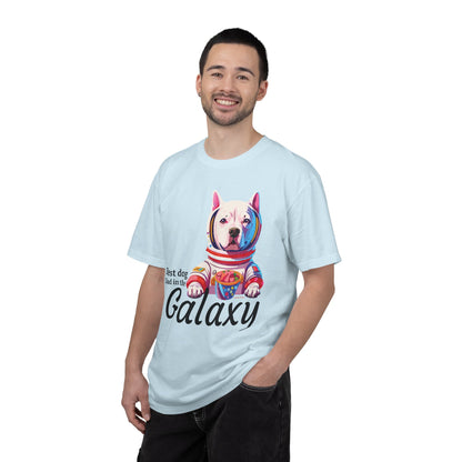 Galaxy Dog Dad T-Shirt — "Best dog Dad in the Galaxy" Astronaut Pitbull Tee