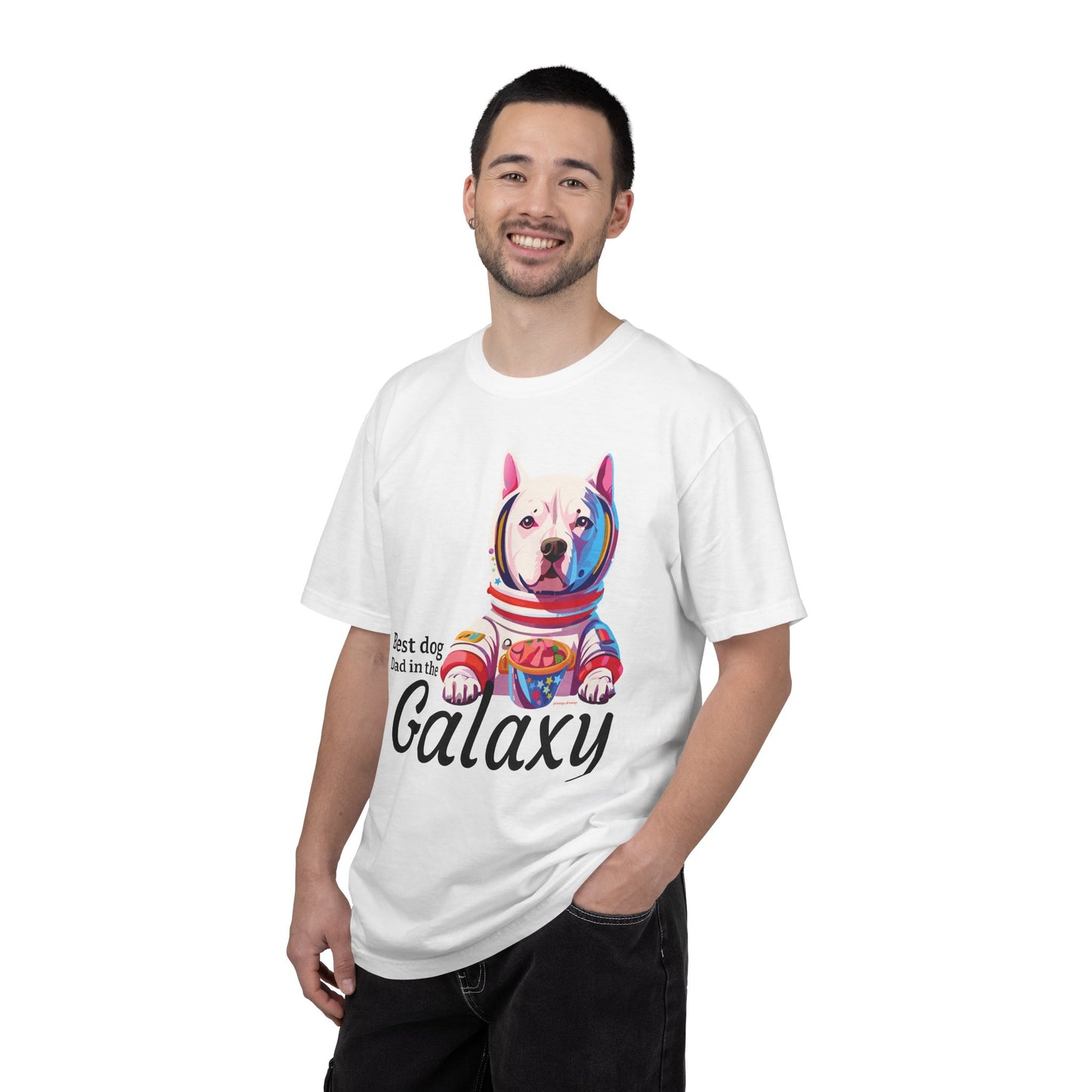 Galaxy Dog Dad T-Shirt — "Best dog Dad in the Galaxy" Astronaut Pitbull Tee