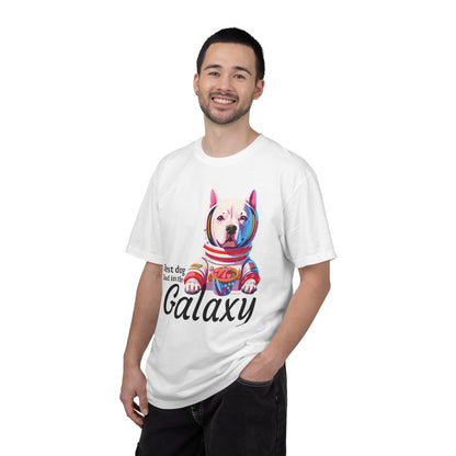 Galaxy Dog Dad T-Shirt — "Best dog Dad in the Galaxy" Astronaut Pitbull Tee