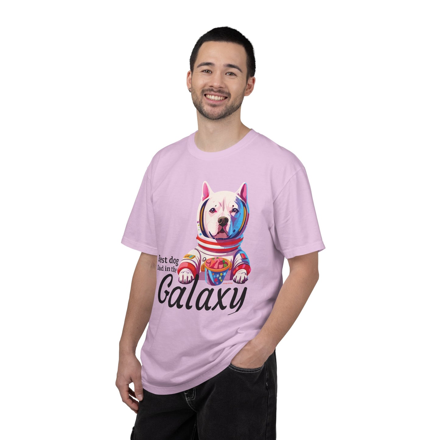 Galaxy Dog Dad T-Shirt — "Best dog Dad in the Galaxy" Astronaut Pitbull Tee