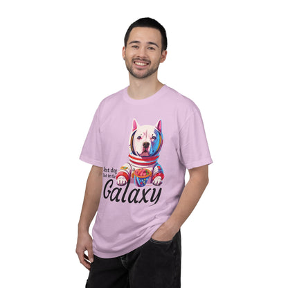 Galaxy Dog Dad T-Shirt — "Best dog Dad in the Galaxy" Astronaut Pitbull Tee