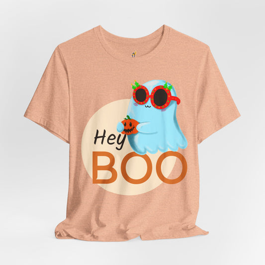Hey Boo! Ghost & Pumpkin Tee – Halloween + Christmas Vibes