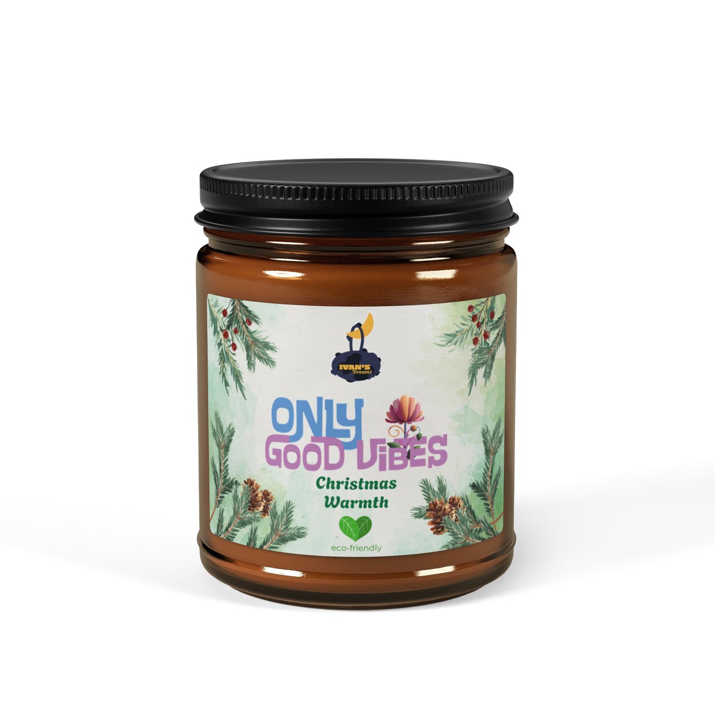 Only Good Vibes Soy Candle in Amber Jar | Scent: Christmas Warmth