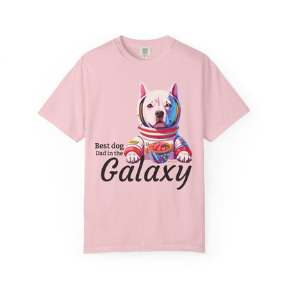 Galaxy Dog Dad T-Shirt — "Best dog Dad in the Galaxy" Astronaut Pitbull Tee