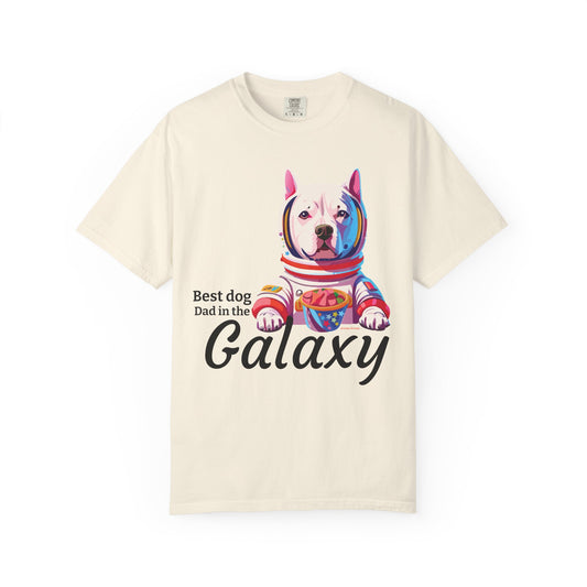 Galaxy Dog Dad T-Shirt — "Best dog Dad in the Galaxy" Astronaut Pitbull Tee